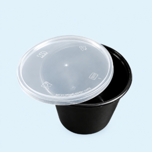 Hộp nhựa tròn 700ml (thân đen – nắp trong – 50 bộ/lốc)